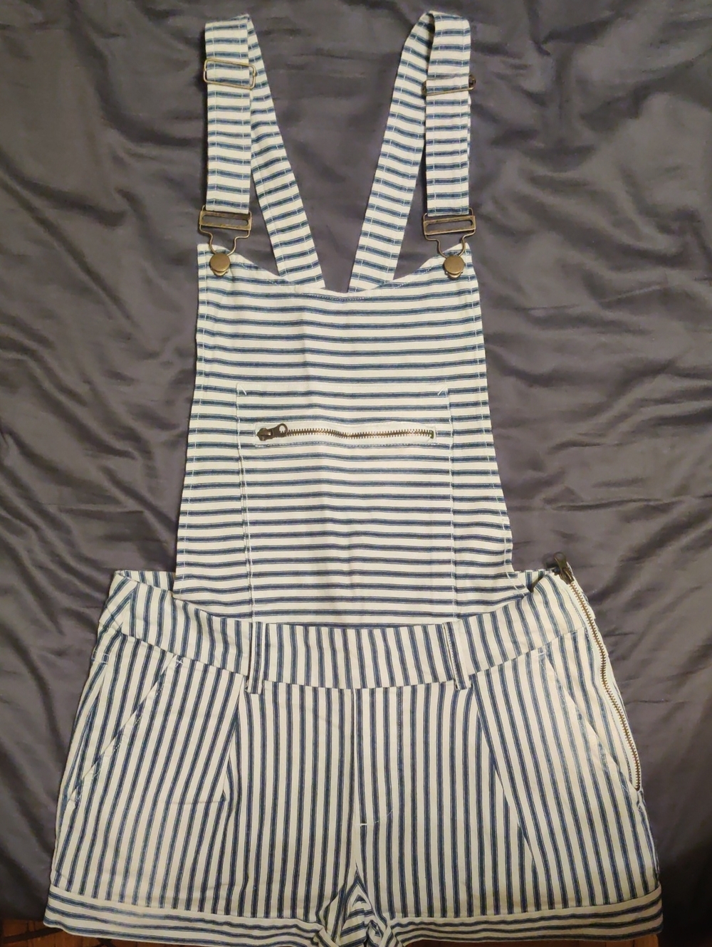 Capulet Blue & White Striped Women’s Denim Short Overalls